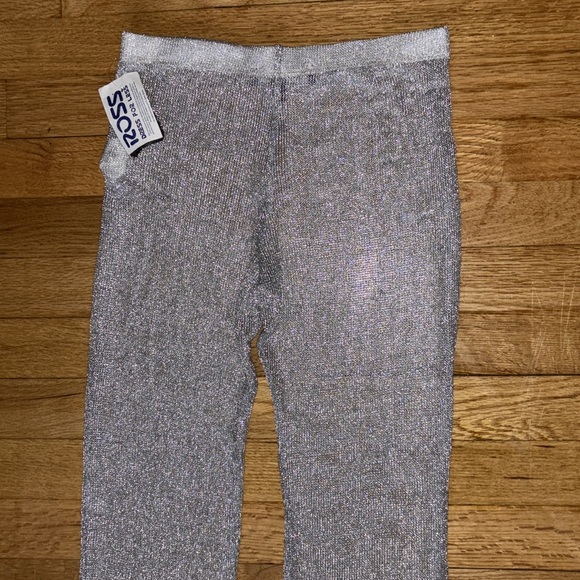 New Sheer Silver Flare Legging Pants - Picture 3 of 6